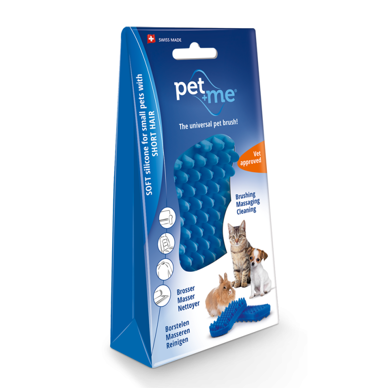Brosse à poils courts pour chat Pet+Me Bleu