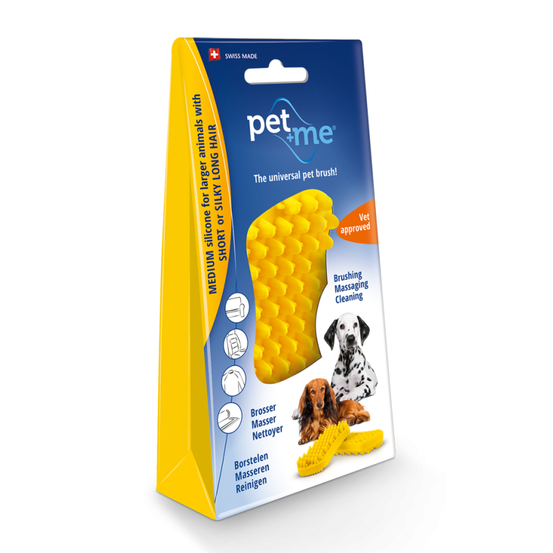 Brosse à poils courts pour chien Pet+Me Jaune