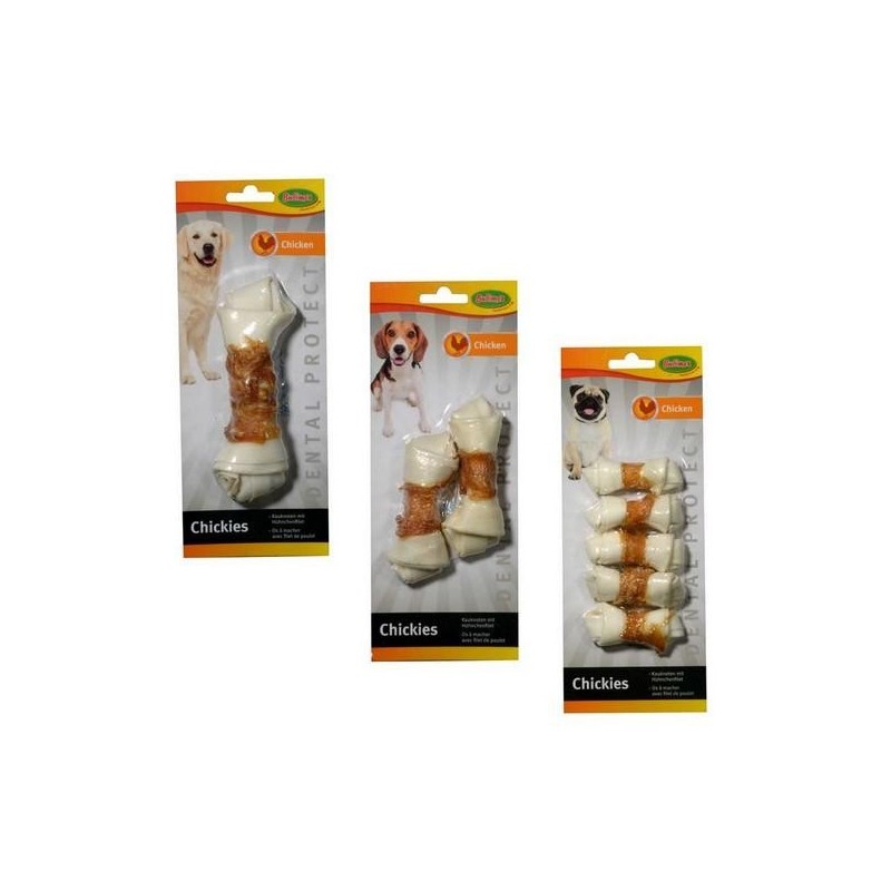 Chickies, os noué blanc au poulet, friandise pour chien medium