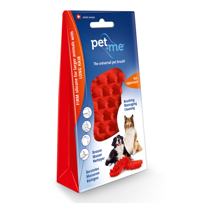 Brosse à poils longs pour chien Pet+Me Rouge
