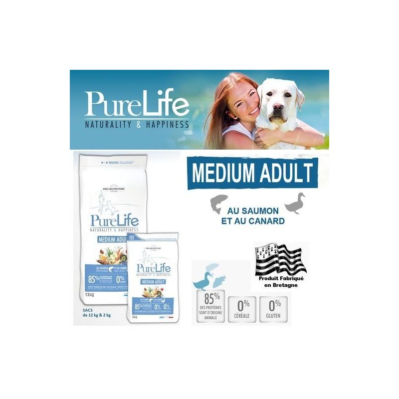 PureLife Medium Adulte - Aliment pour chien adulte de race moyenne 2kg