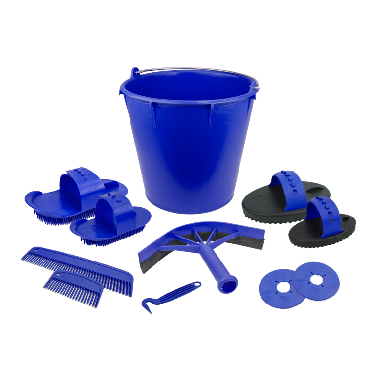 Ensemble de toilettage 10 pièces en seau Bleu