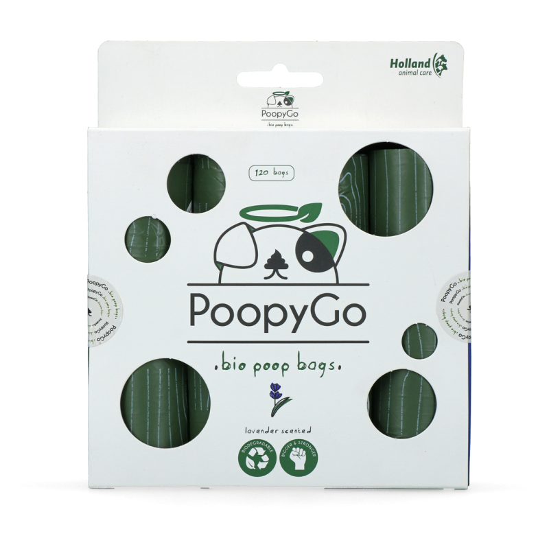 PoopyGo Eco friendly 120 pcs (8x15 sacs) Parfumé à la lavande