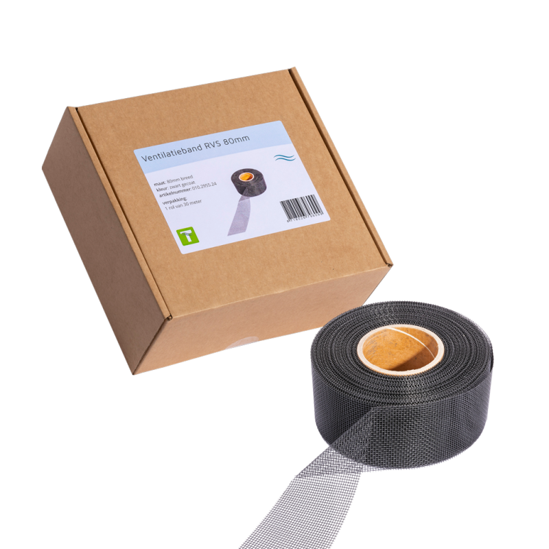 Bande de ventilation en acier inoxydable noir 30 m x 8 cm