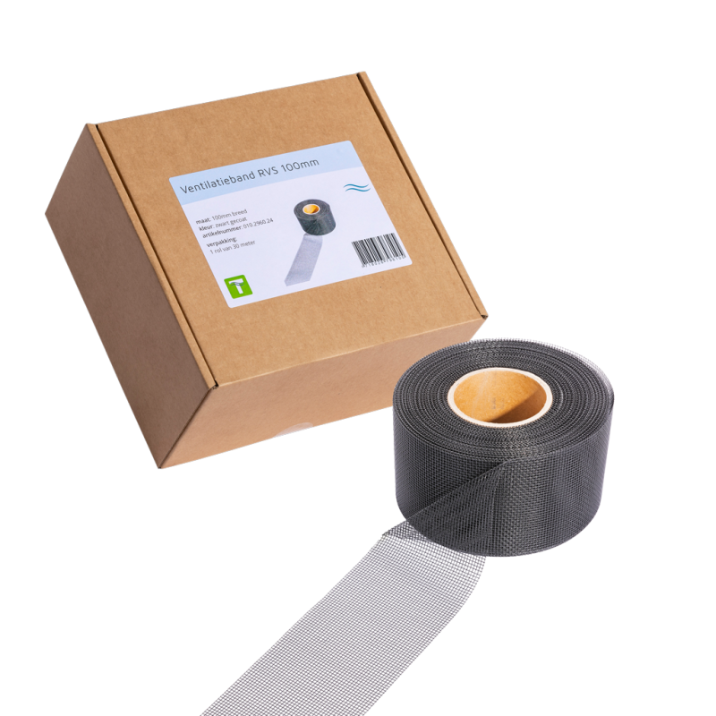 Bande de ventilation en acier inoxydable noir 30 m x 10 cm