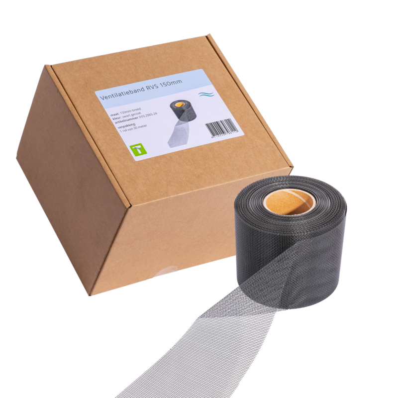 Bande de ventilation en acier inoxydable noir 30 m x 15 cm