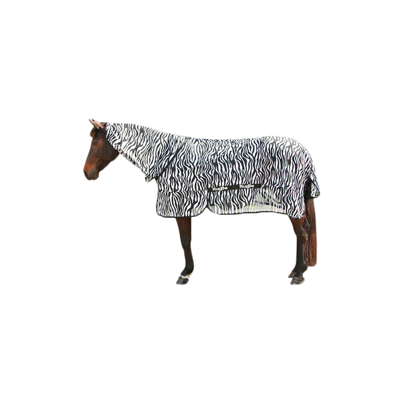Couverture anti-mouches et anti-eczéma Zèbre avec section pour le cou 195 cm 185 cm