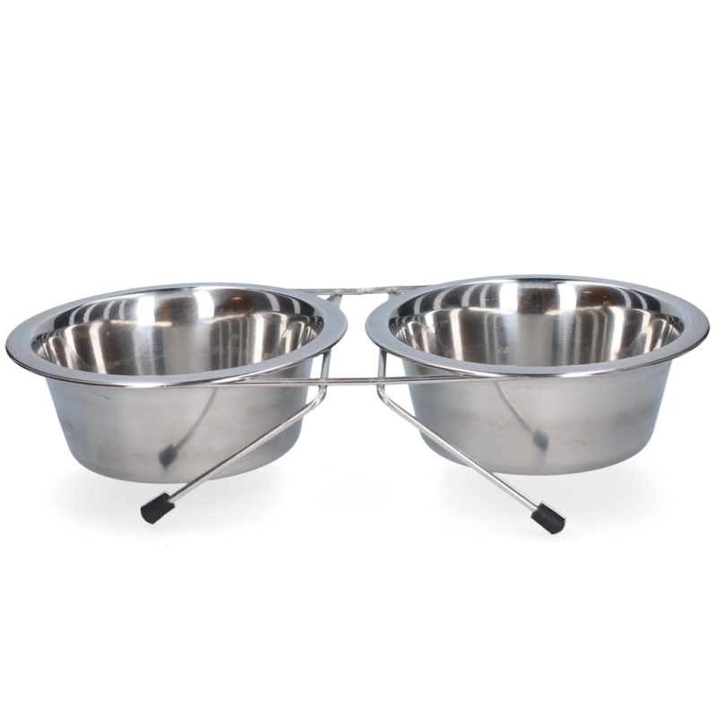 Gamelle et abreuvoir en acier inoxydable avec support Ø 16 cm (750 ml)