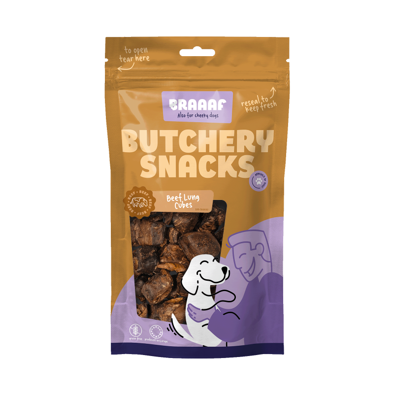 Cubes de poumon de buf Braaaf Butchery Snacks 85 g