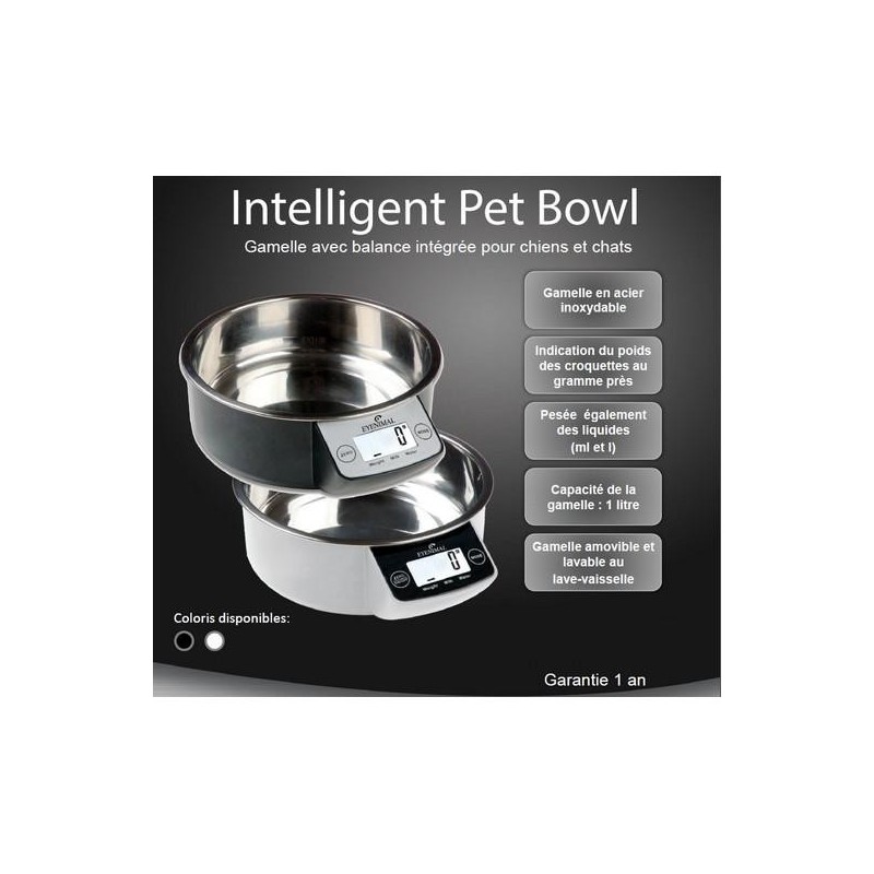 Gamelle pour chien et chats avec balance intégrée - Intelligent pet Bowl - Eyenimal BLANC