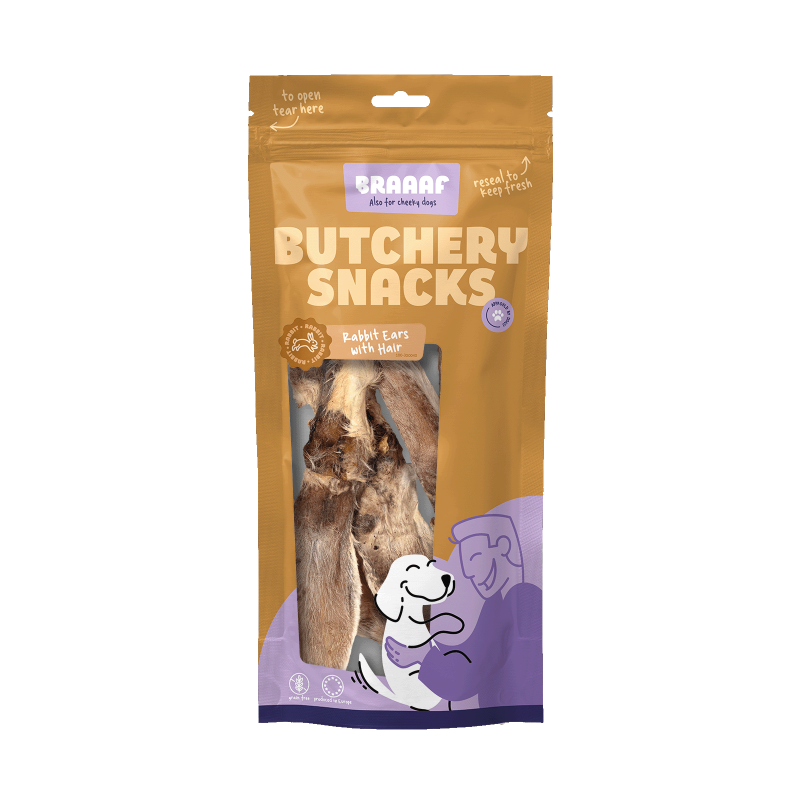 Oreilles de lapin avec poils Braaaf Butchery Snacks 80 g