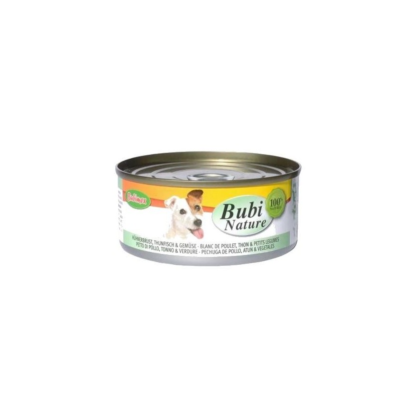 Bubi Nature chien, blanc de poulet, thon et petits légumes 150g