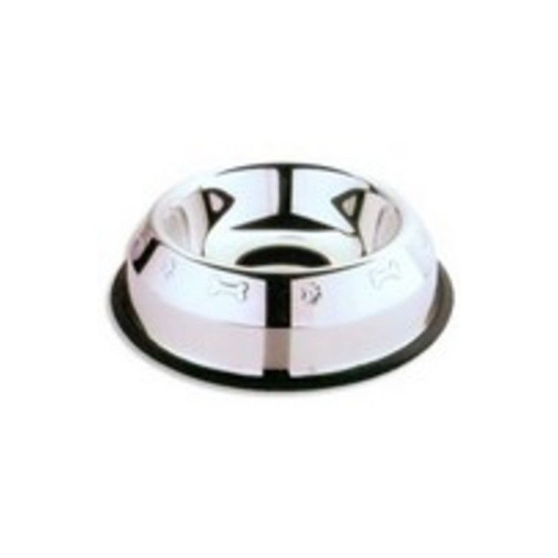Gamelle inox conique anti-glisse avec motifs pattes / os 18cm