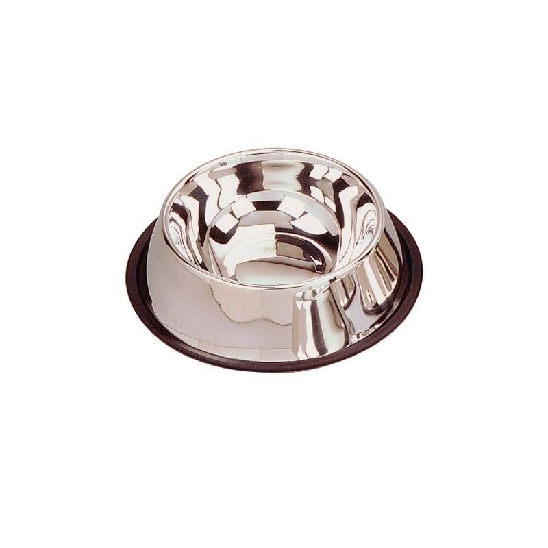 Gamelle pour chien en inox conique anti-glisse. 18cm