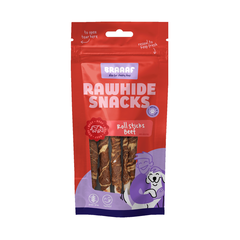 Bâtonnets de cuir brut Braaaf au buf et au poisson - 8 pièces