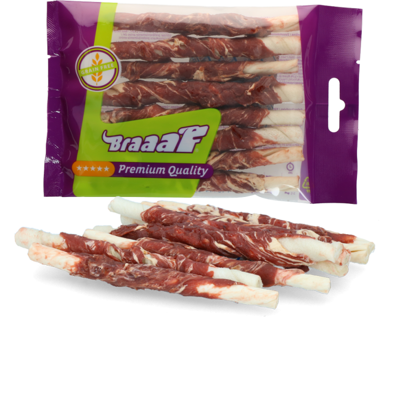 Bâtonnets de pain en cuir brut Braaaf, agneau et poisson - 8 pièces