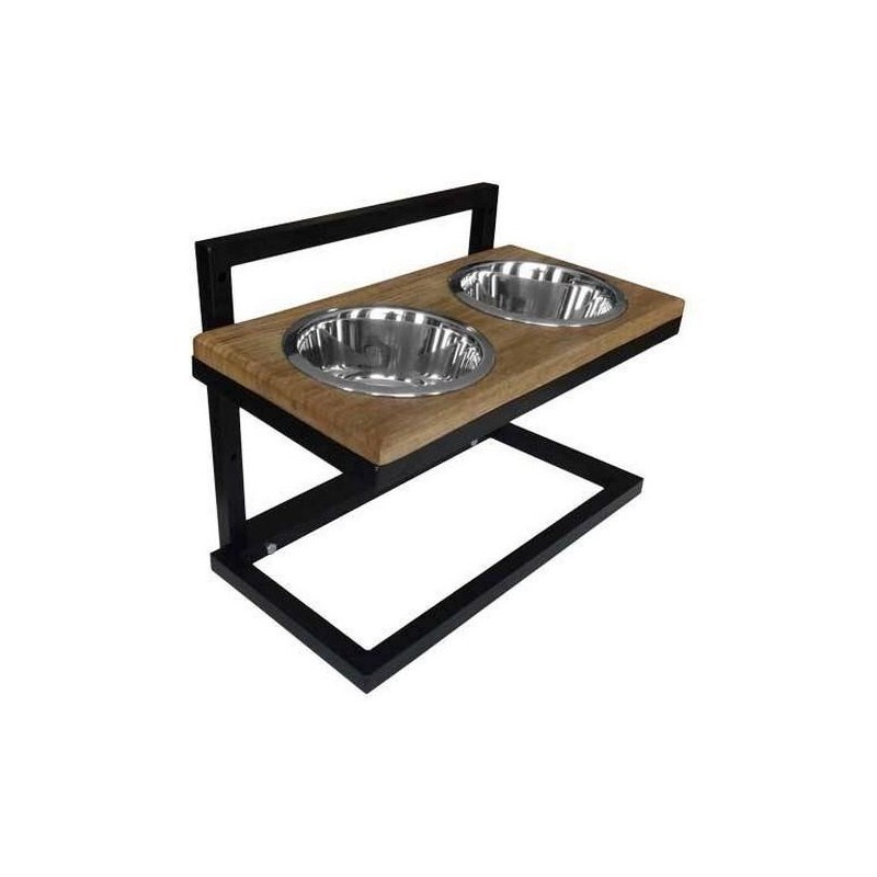 Porte gamelles réglable en bois sur pied