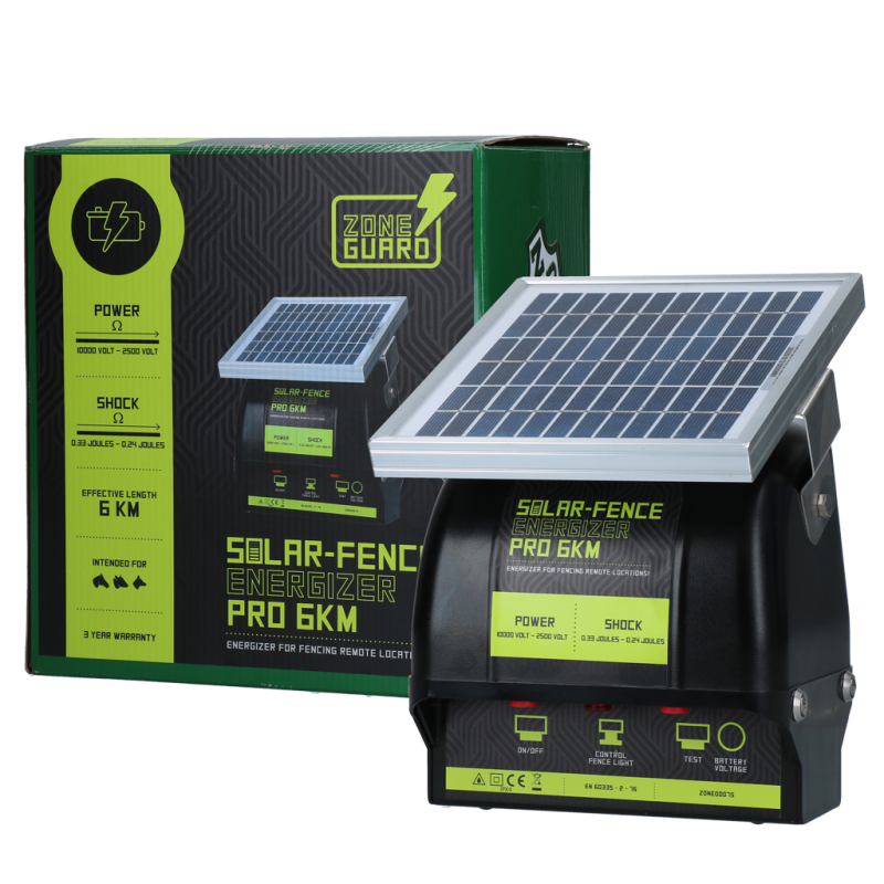 Électrificateur de clôture solaire ZoneGuard Pro 6 km