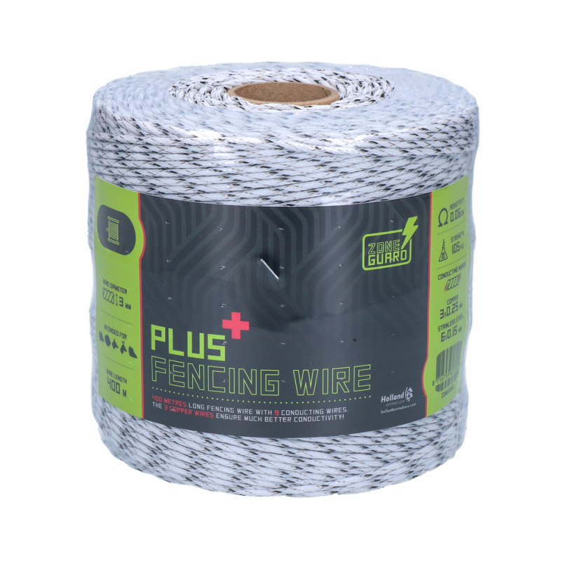 Fil de clôture ZoneGuard 3 mm Plus blanc et noir 400 m