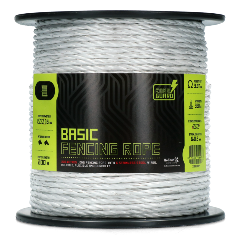 Corde de clôture ZoneGuard 6 mm Basic blanche 200 m