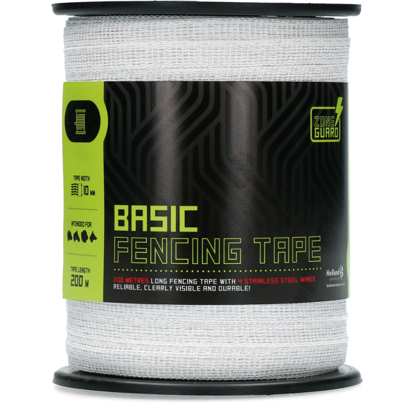 Ruban de clôture ZoneGuard 10 mm Basic blanc 200 m