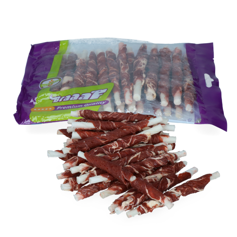 Bâtonnets de cuir brut Braaaf au buf et au poisson - 25 pièces