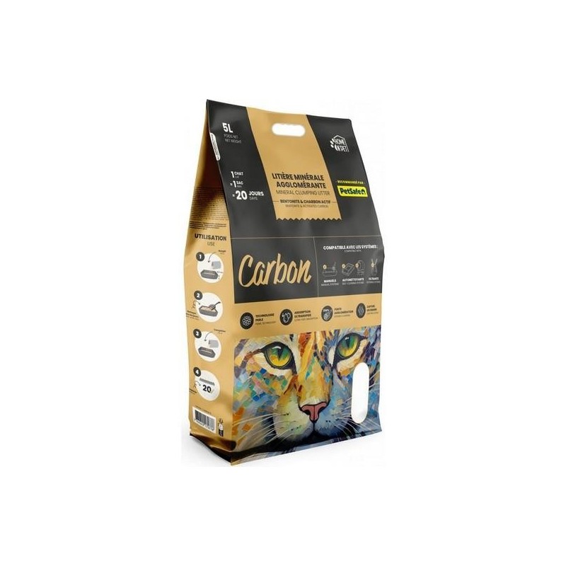 Litière agglomérante CARBON 350% 5L