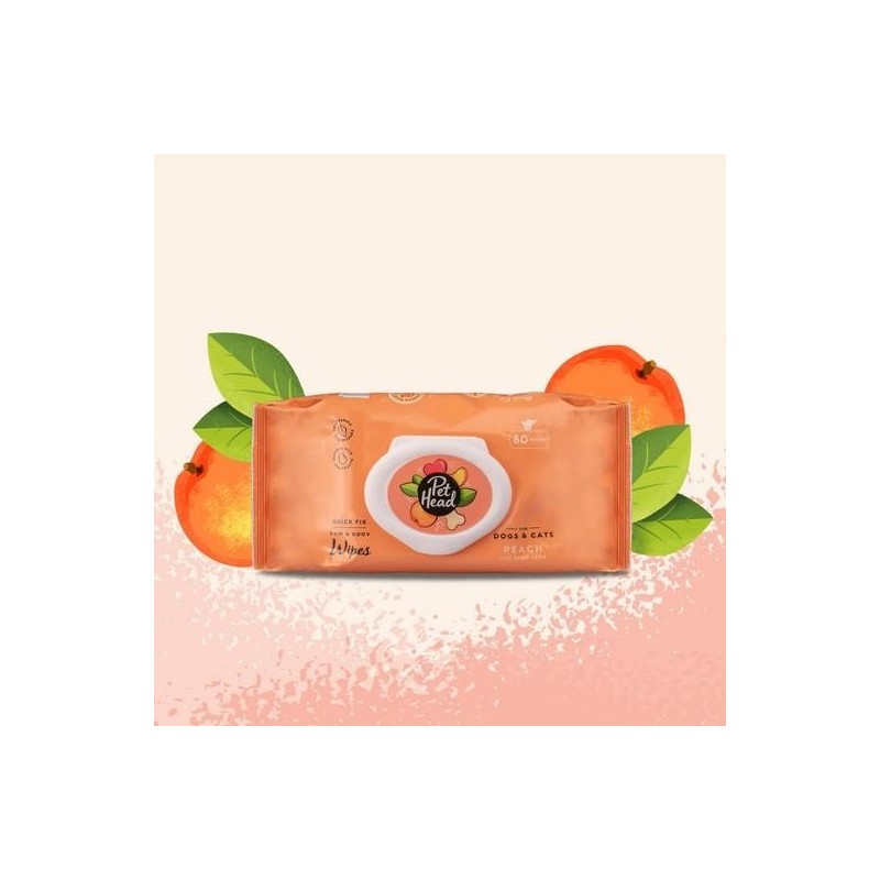 Lingette Quick Fix nettoyante pattes et coprs PECHE 80 pcs - PET HEAD