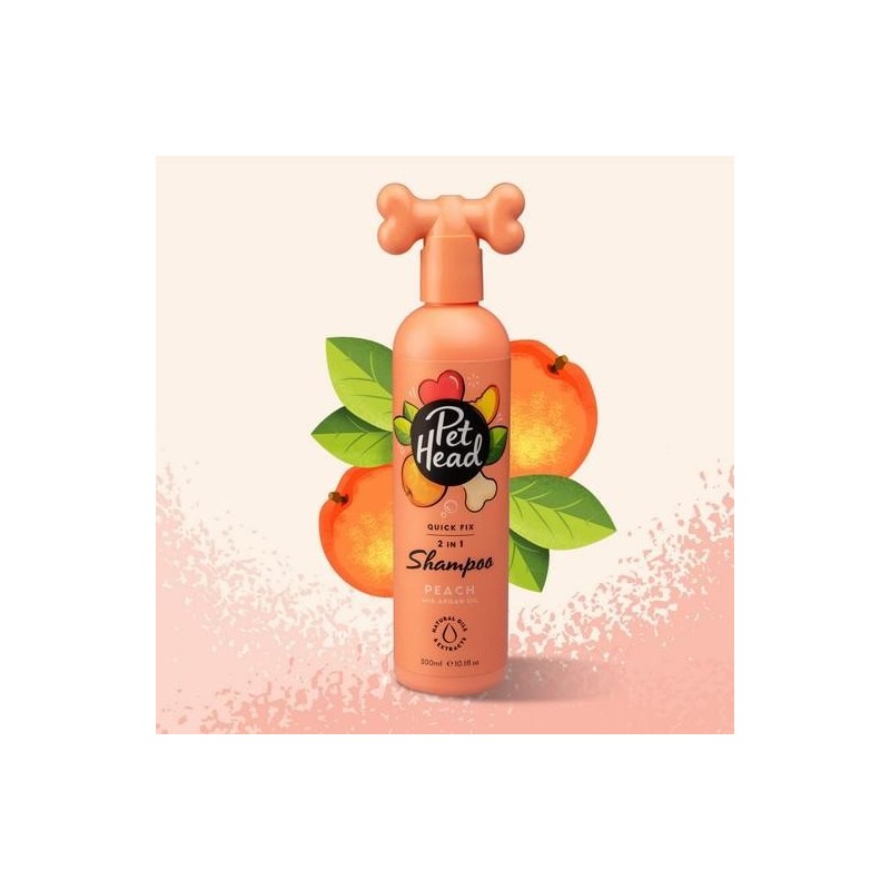Shampoing Quick Fix 2en 1, désodorisant parfum PECHE 300 ml - PET HEAD