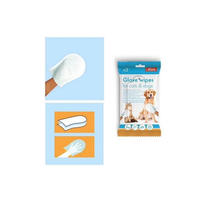Gants lavants imprégnés pour chien ou chat