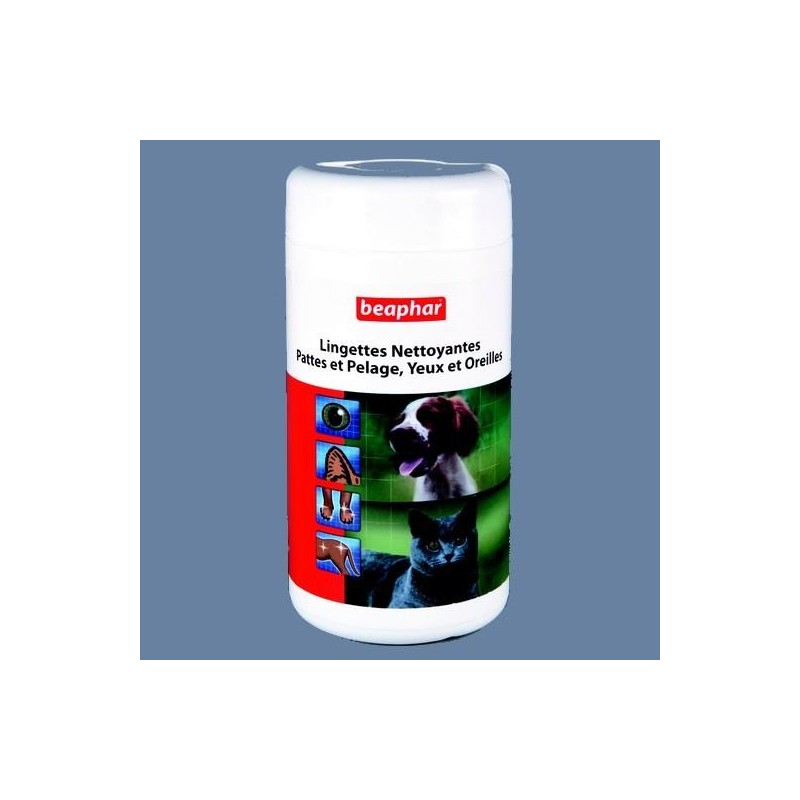 Lingettes nettoyantes pour chat et chien (yeux, oreilles, corps, pattes)