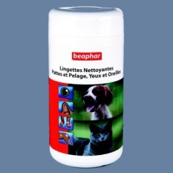 Lingettes nettoyantes pour chat et chien (yeux, oreilles, corps, pattes)