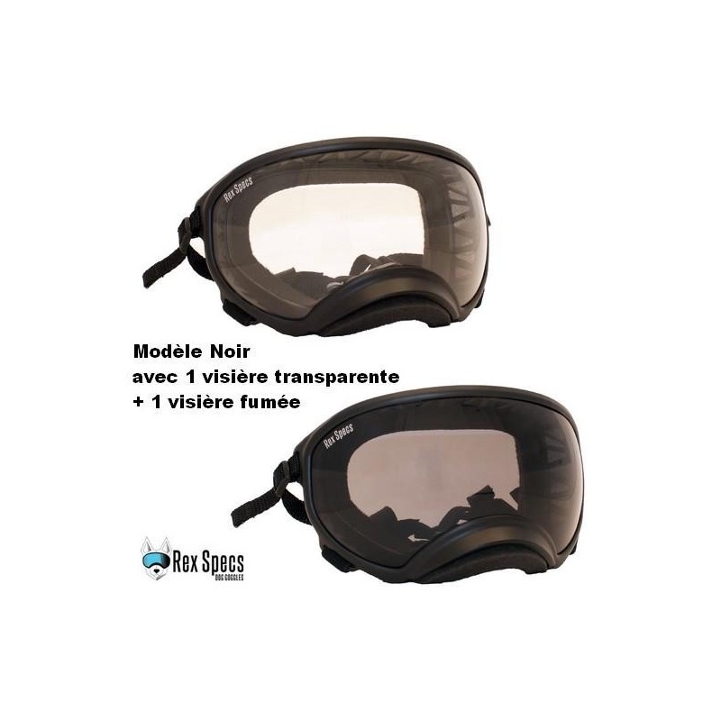 Lunette / masque de protection des yeux pour chien - XLARGE (chien + de 45 kg) - Rex Specs Masque XLarge Noir V1 ouV2