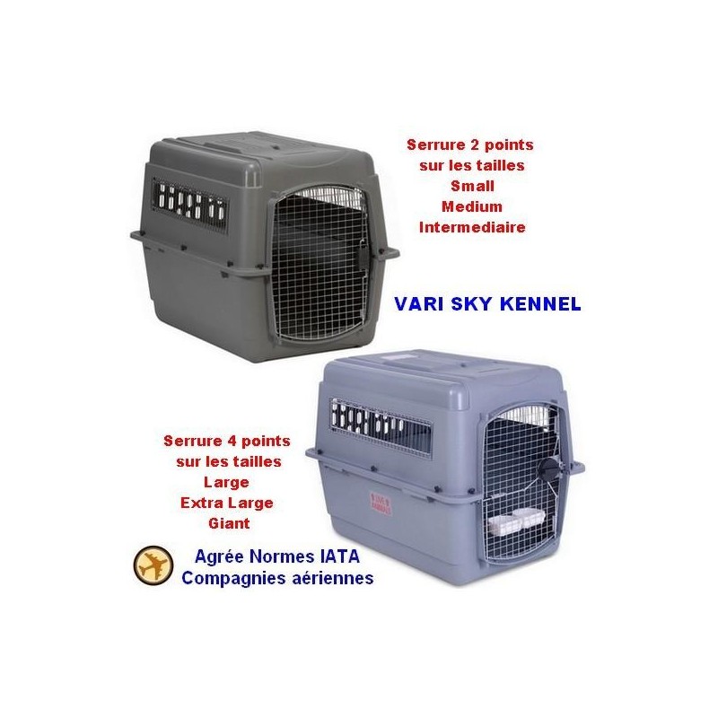 Cage de transport Vari Sky Kennel pour avion Large 91 x 64 x 69 cm