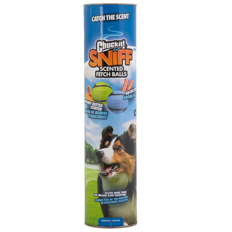 Chuckit! Sniff Fetch Ball Bacon et beurre de cacahuète M, lot de 4