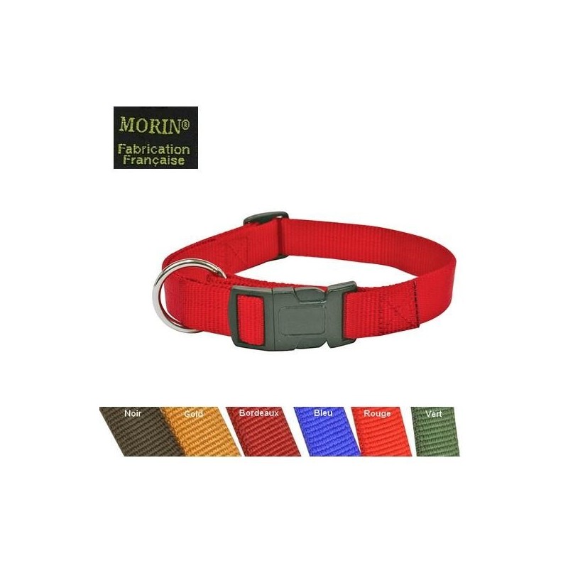 Collier pour chien en nylon réglable, boucle rapide, larg. 12 mm Couleur : Noir