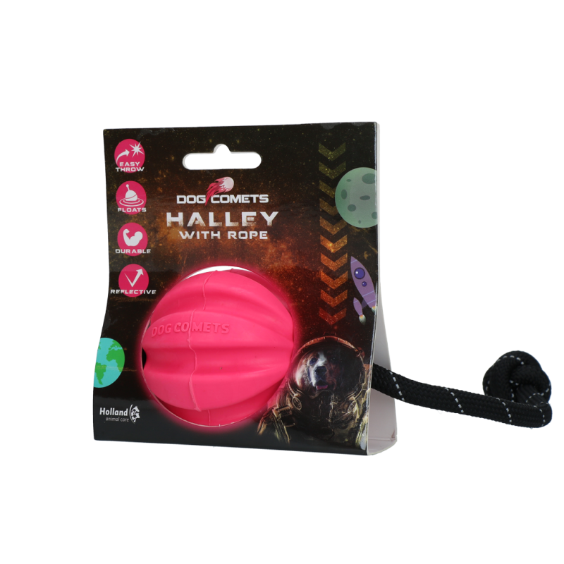 Chien Comètes Halley avec corde rose