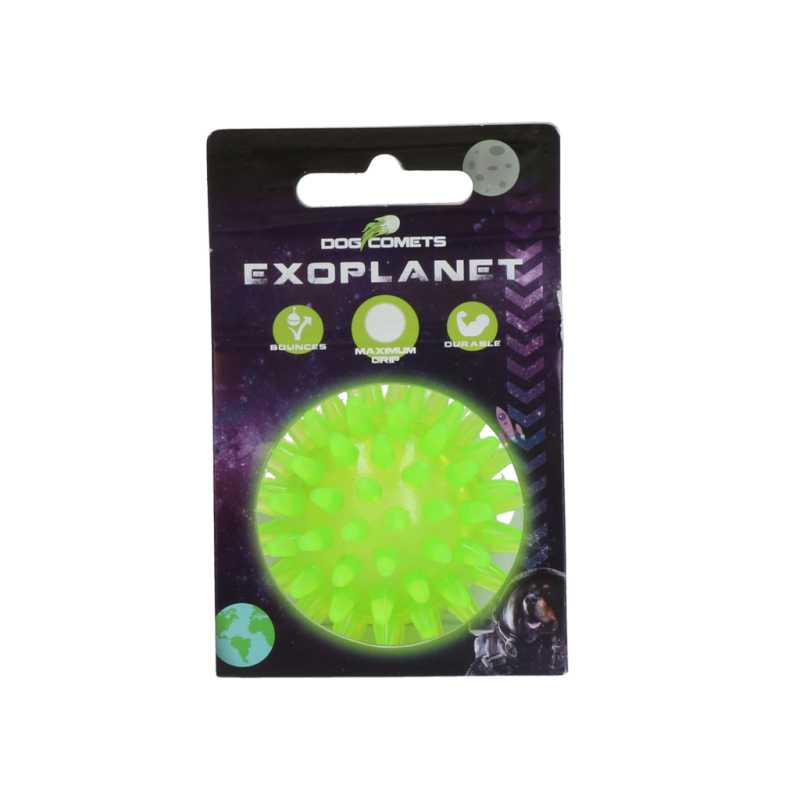 Balle à picots exoplanètes comètes pour chien S verte