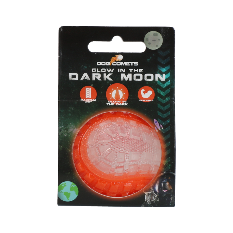 Boule de lune phosphorescente pour chien, comètes, orange, taille S