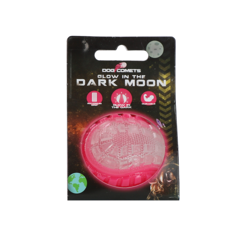 Boule de lune phosphorescente pour chien, rose, taille S