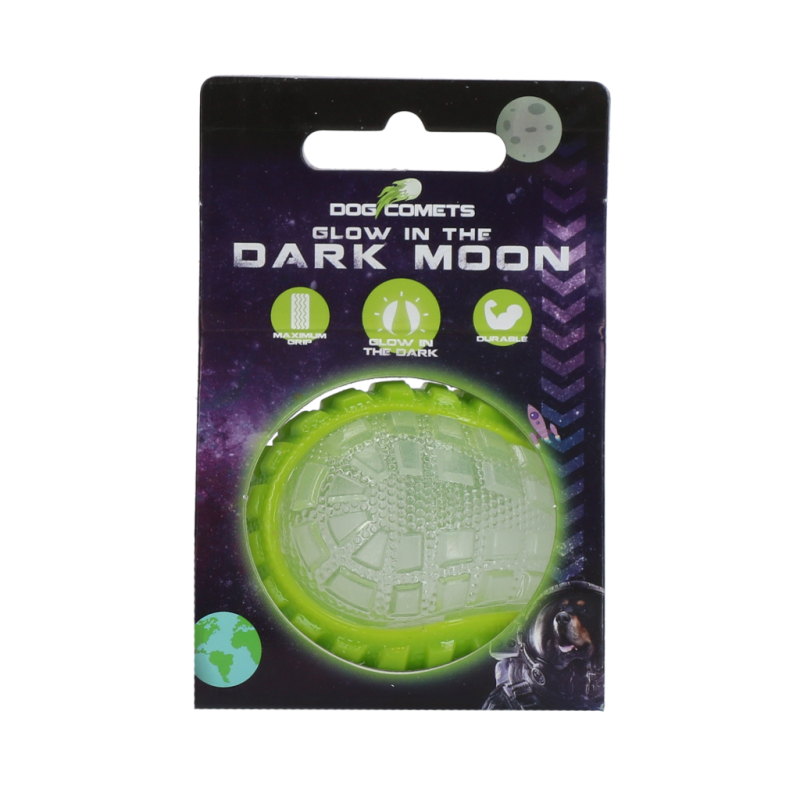 Boule de lune phosphorescente en forme de comète pour chien, verte, taille S
