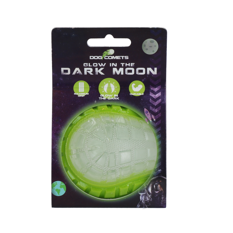 Boule de lune phosphorescente en forme de comète pour chien, taille M, verte