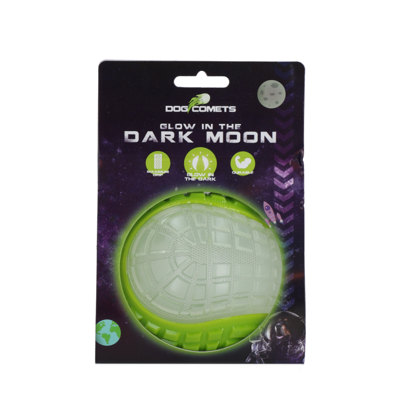 Boule de lune phosphorescente en forme de comète pour chien, verte, taille L