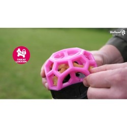 Boule à friandises en pierre de lune rose pour chien