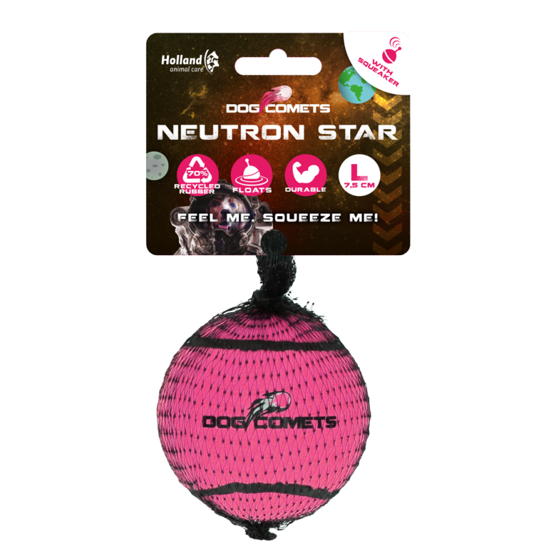 Balle de tennis avec couineur Dog Comets Neutron Star, taille L, rose