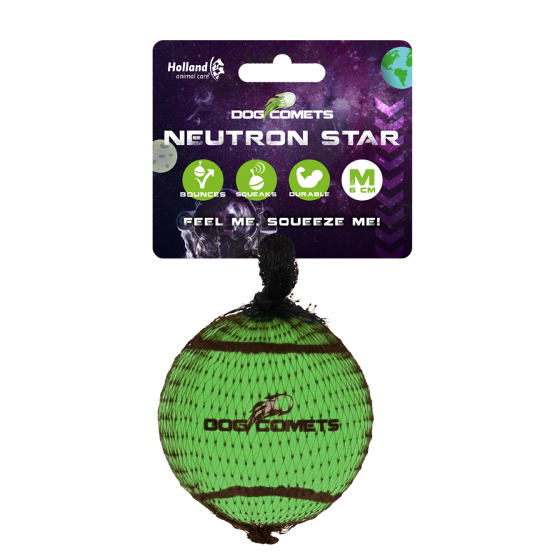 Balle de tennis Dog Comets Neutron Star avec couineur M Vert