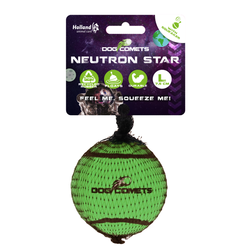 Balle de tennis Dog Comets Neutron Star avec couineur, taille L, verte