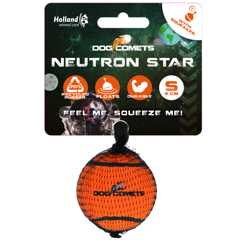 Balle de tennis Dog Comets Neutron Star avec couineur S Orange