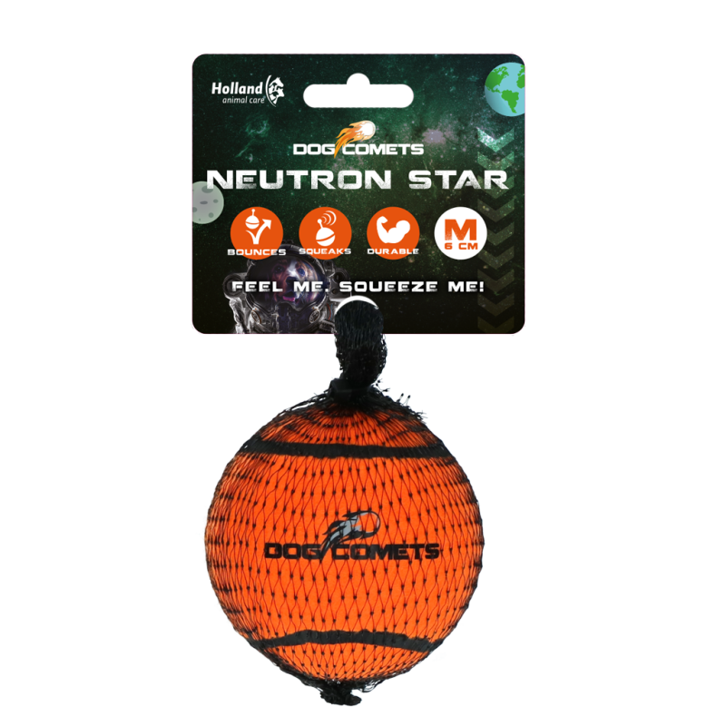 Balle de tennis Dog Comets Neutron Star avec couineur M Orange