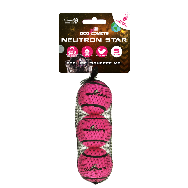 Balle de tennis Dog Comets Neutron Star avec couineur S Rose (lot de 3)
